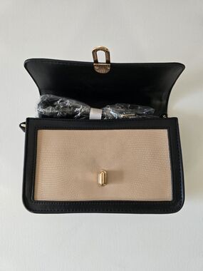 Women's Black & Beige Crossbody Bag - Elegant Two-Tone Design